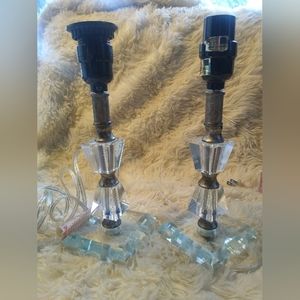 Set of vintage crystal glass lamps